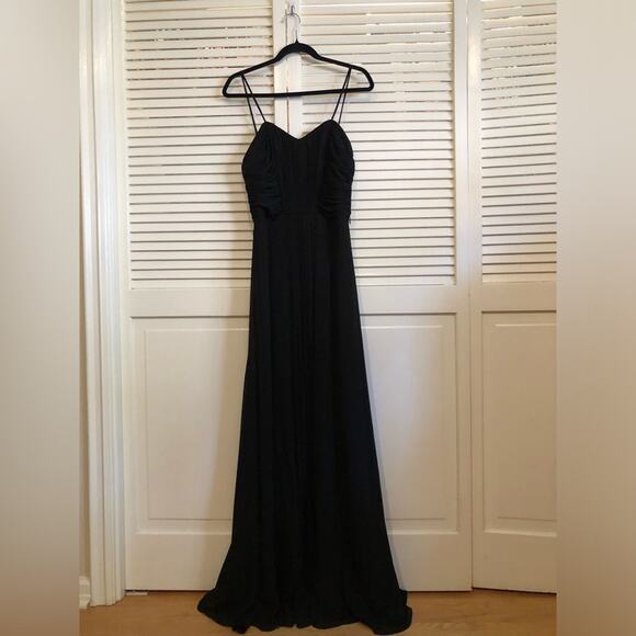 Watters & Watters Black Chiffon Floral Length Maxi Dress - Picture 2 of 7